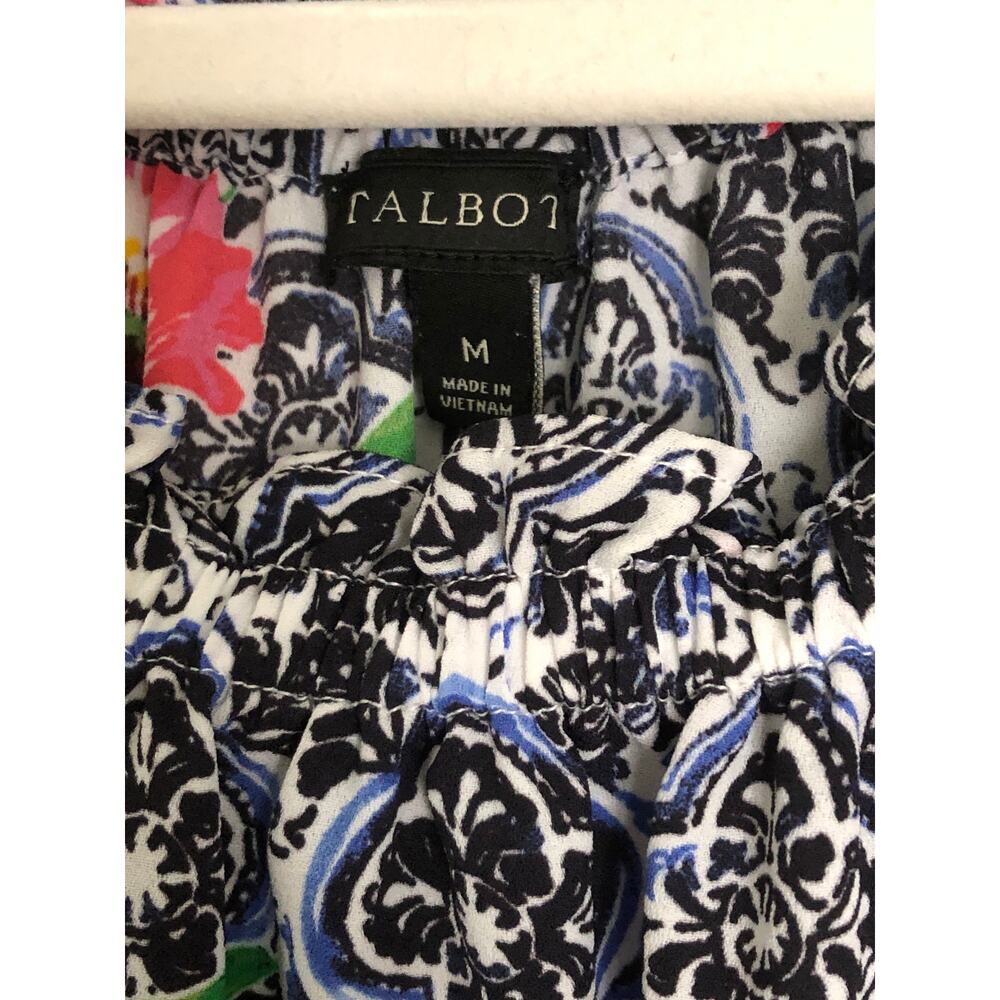 Talbots Floral Top Women's Medium Short Sleeve - Picture 2 of 5